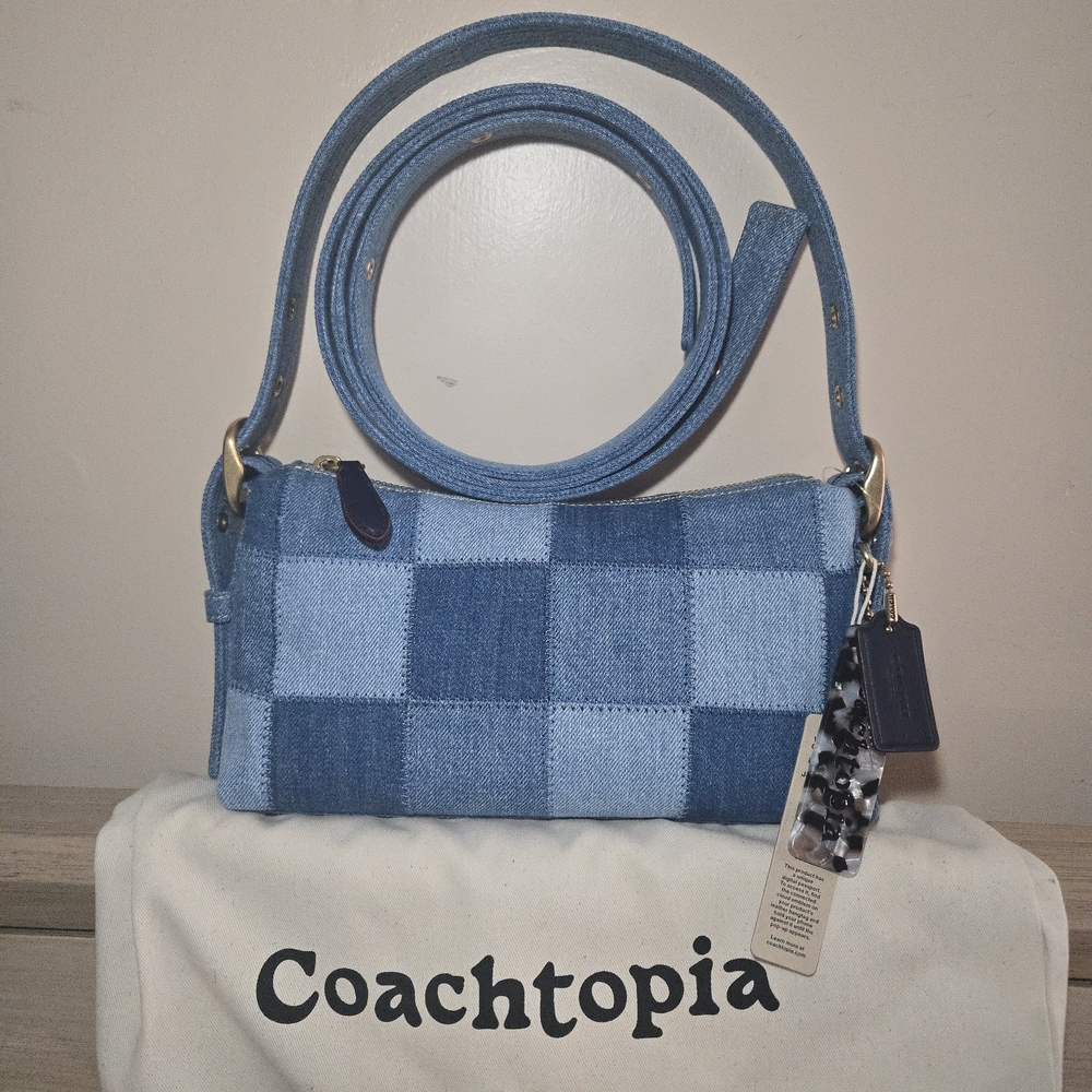 NWT Coachtopia Small Slouchy Alter Ego Shoulder Bag Denim Cotton Patchwork NEW